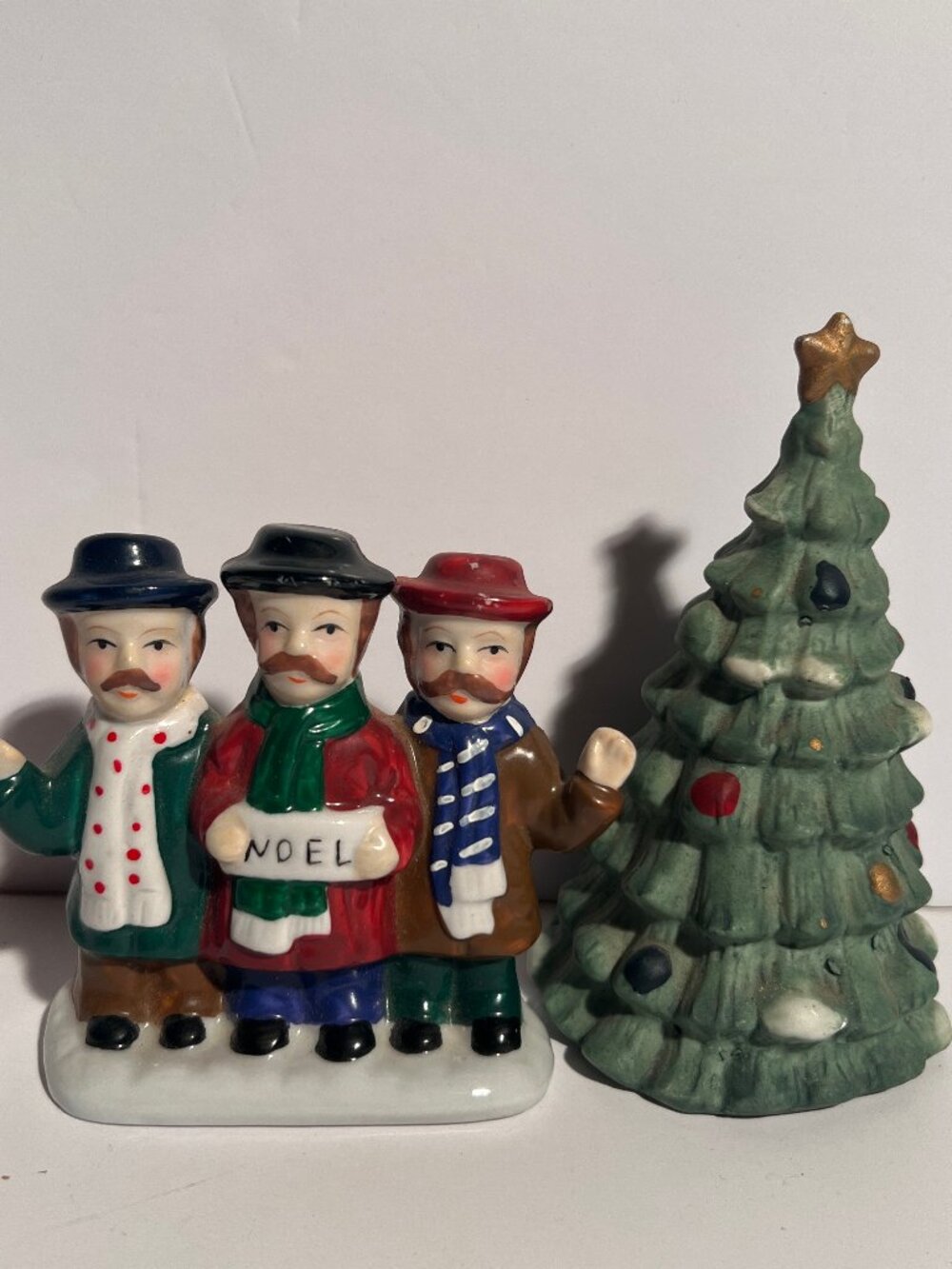 Vintage Christmas Figurine Lot - Snowman, Carolers, Sledding Children & Trees